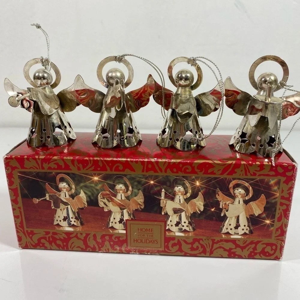 Vintage‎ 1997 Home For Holidays Set Of 6 Silverplated Angel Ornaments